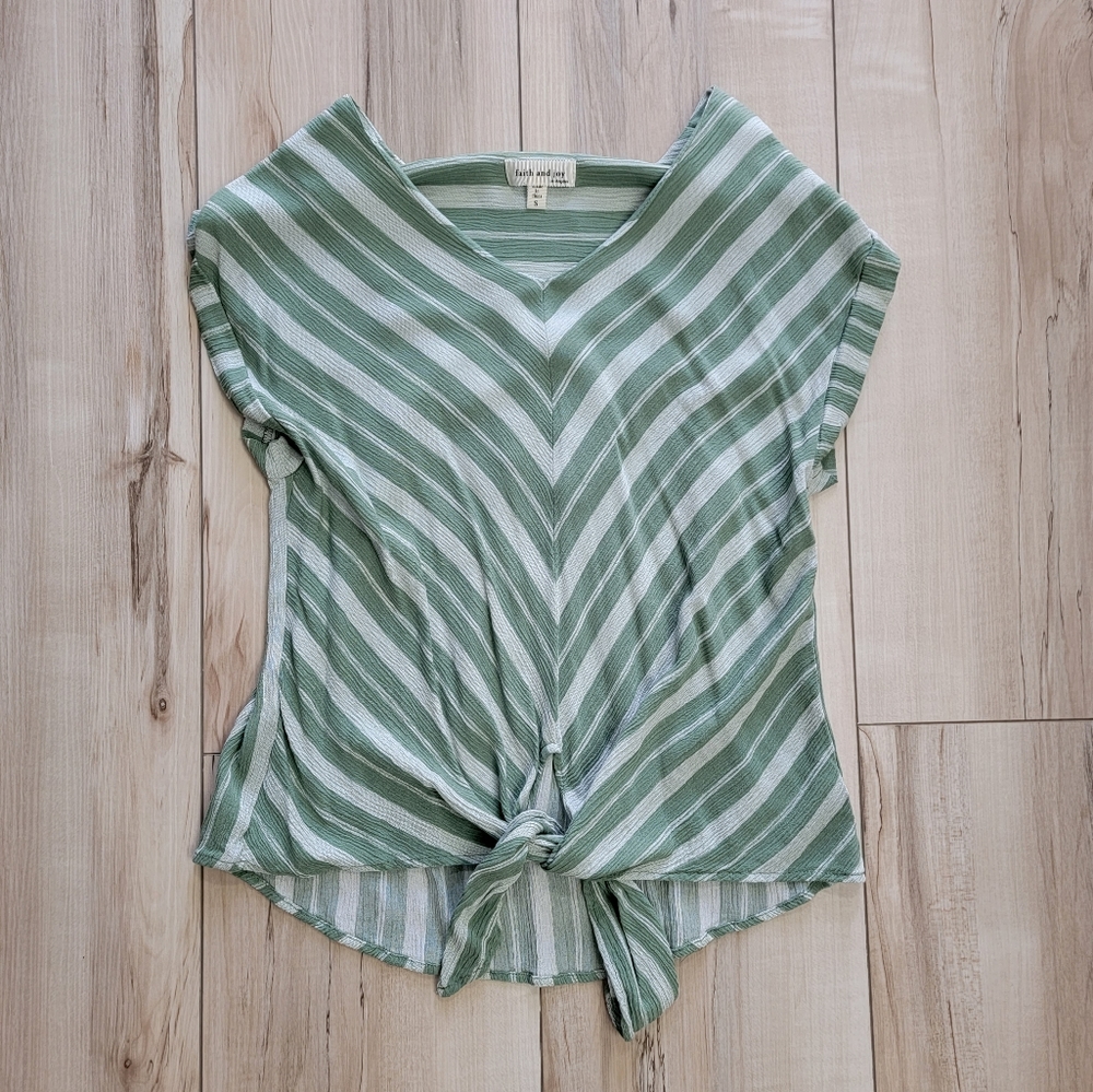 Faith and Joy - Green Tie-Front Blouse - Size Small